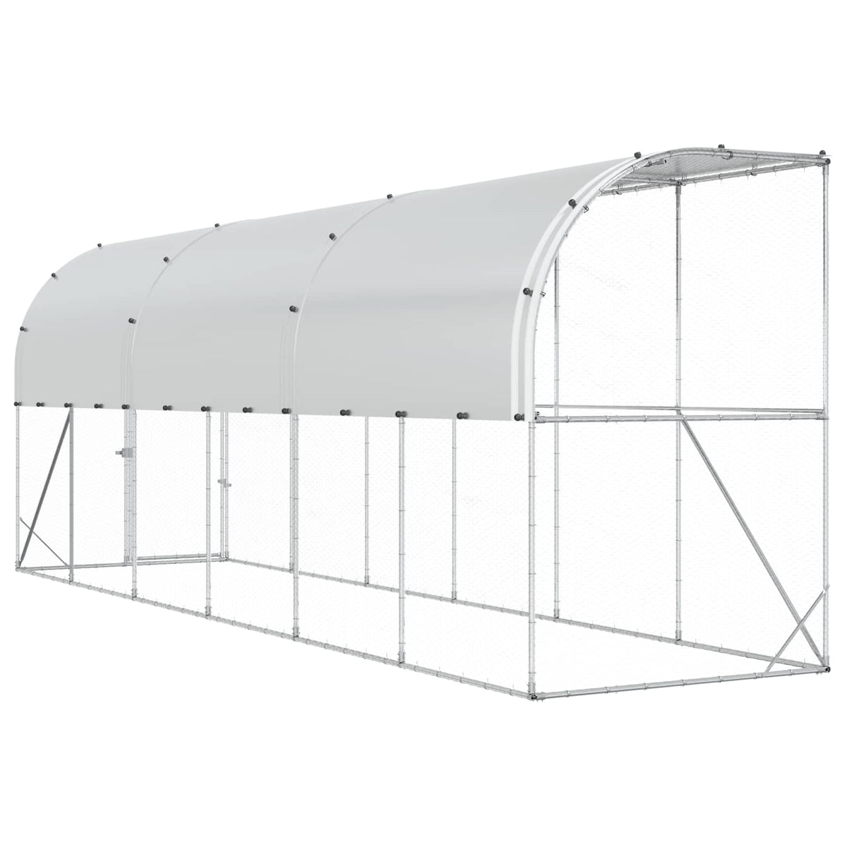 vidaXL Kurnik przy ścianie srebrny 600 x 150 x 215 cm Stal ocynkowana