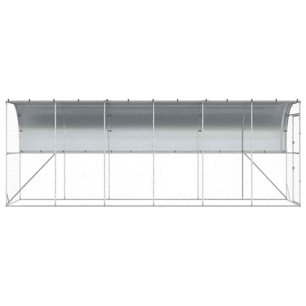 vidaXL Kurnik przy ścianie srebrny 600 x 150 x 215 cm Stal ocynkowana