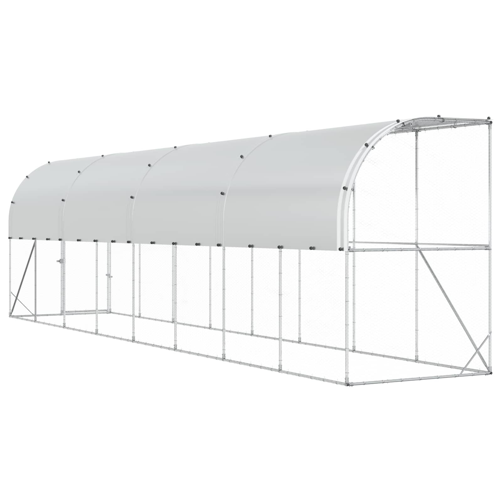 vidaXL Kurnik przy ścianie srebrny 600 x 150 x 215 cm Stal ocynkowana