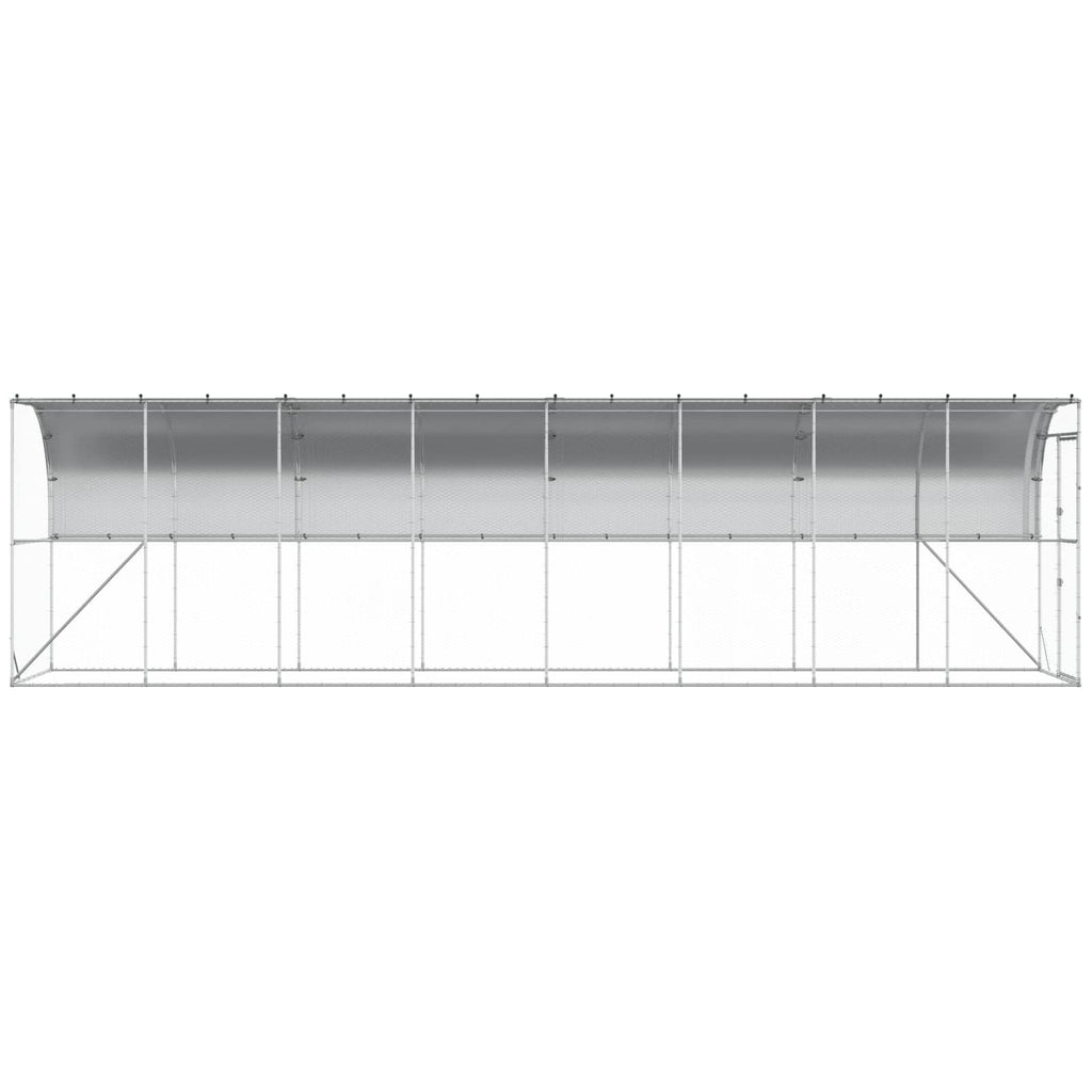 vidaXL Kurnik przy ścianie srebrny 600 x 150 x 215 cm Stal ocynkowana