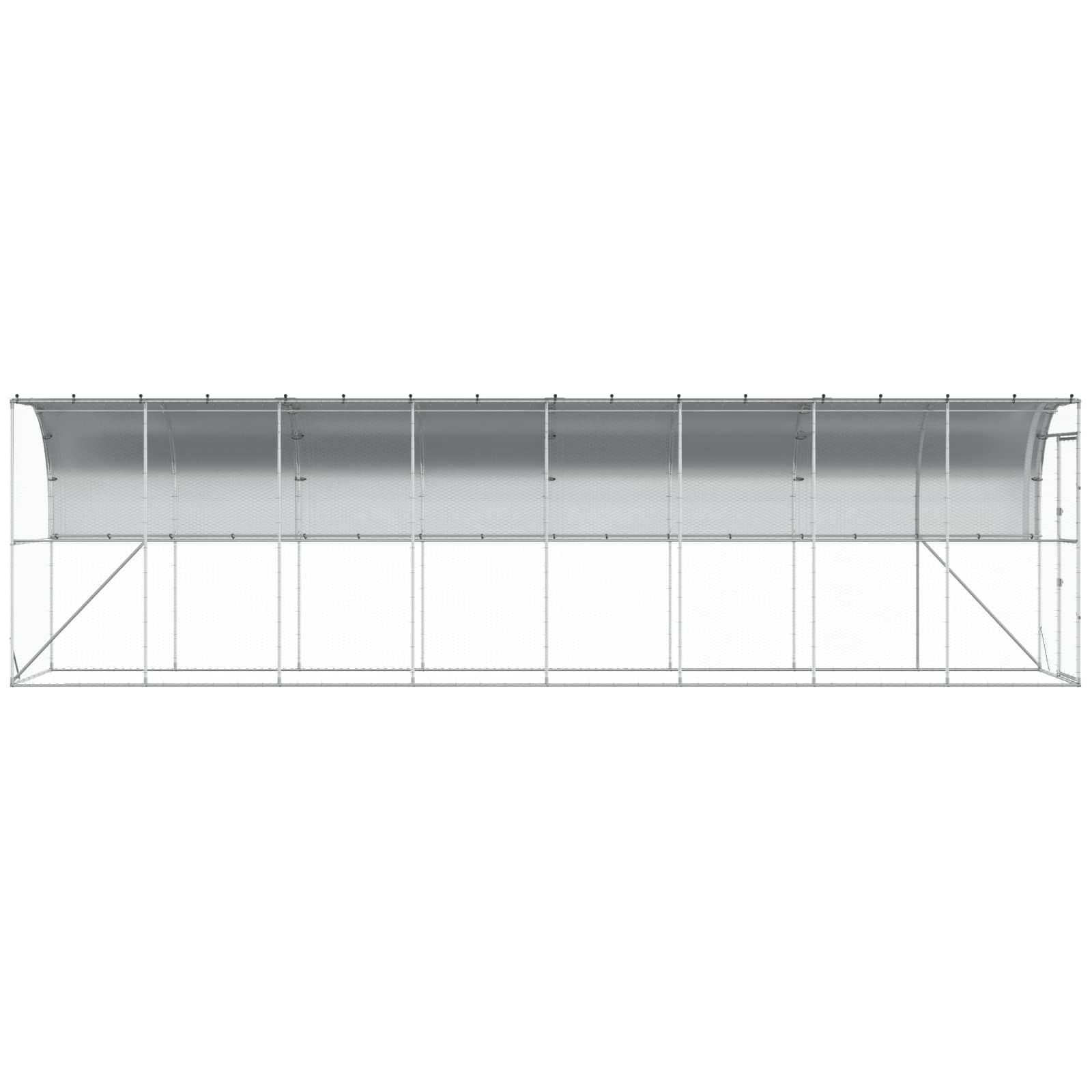 vidaXL Kurnik przy ścianie srebrny 600 x 150 x 215 cm Stal ocynkowana