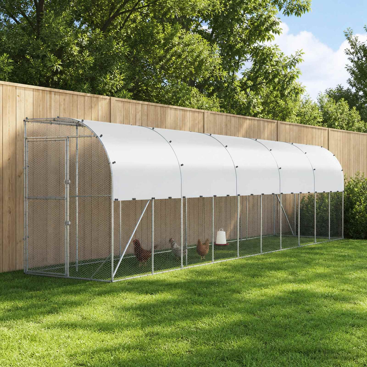 vidaXL Kurnik przy ścianie srebrny 600 x 150 x 215 cm Stal ocynkowana