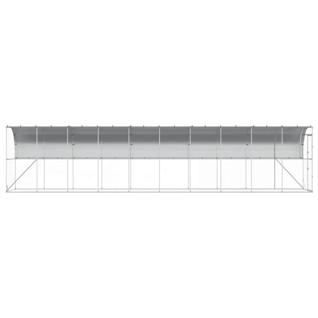vidaXL Kurnik przy ścianie srebrny 600 x 150 x 215 cm Stal ocynkowana