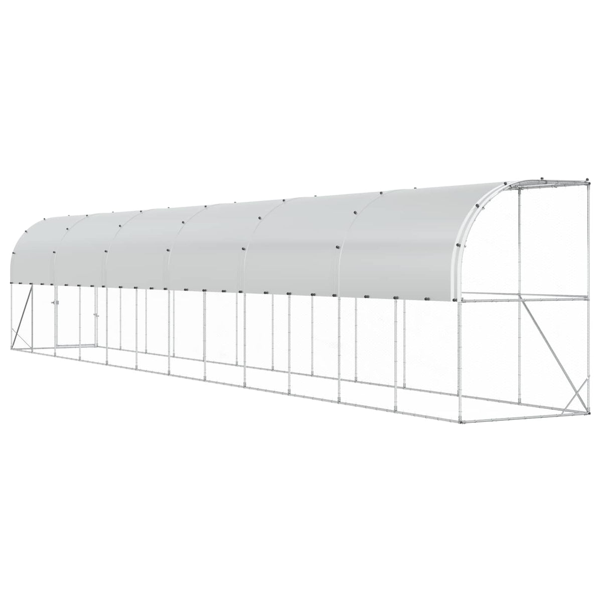 vidaXL Kurnik przy ścianie srebrny 600 x 150 x 215 cm Stal ocynkowana