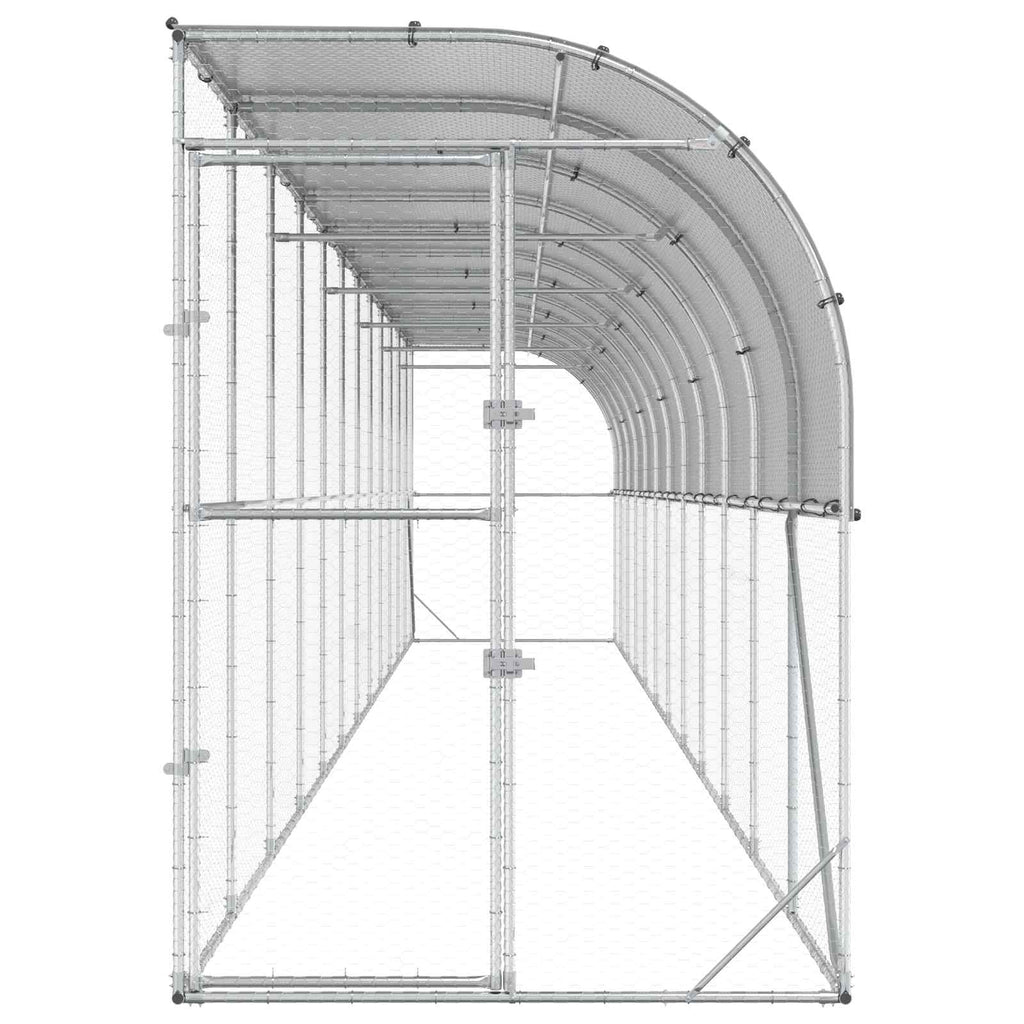 vidaXL Kurnik przy ścianie srebrny 600 x 150 x 215 cm Stal ocynkowana