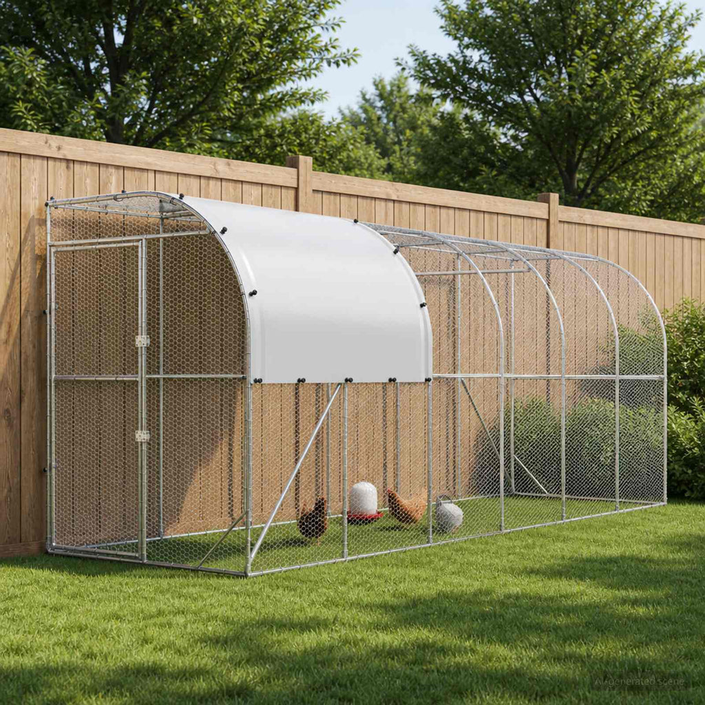 vidaXL Kurnik przy ścianie srebrny 600 x 150 x 215 cm Stal ocynkowana