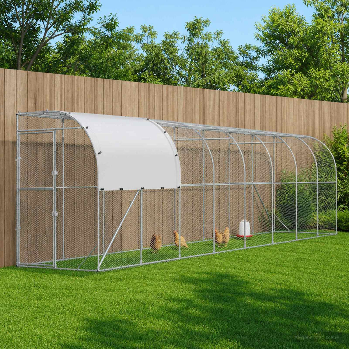 vidaXL Kurnik przy ścianie srebrny 800 x 150 x 215 cm Stal ocynkowana