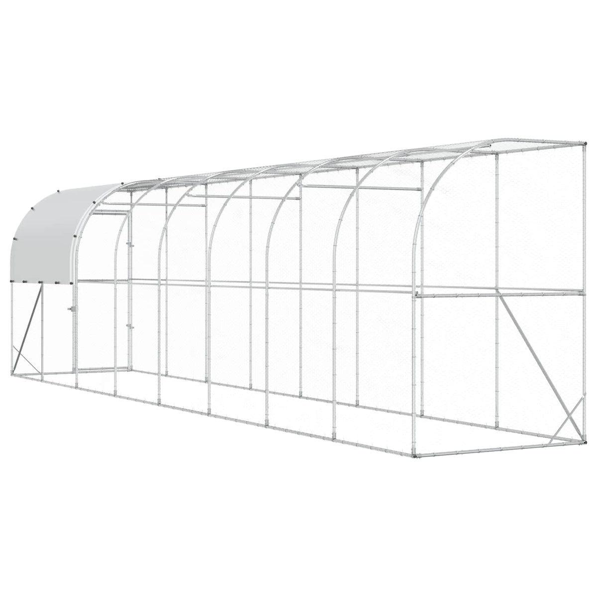 vidaXL Kurnik przy ścianie srebrny 800 x 150 x 215 cm Stal ocynkowana