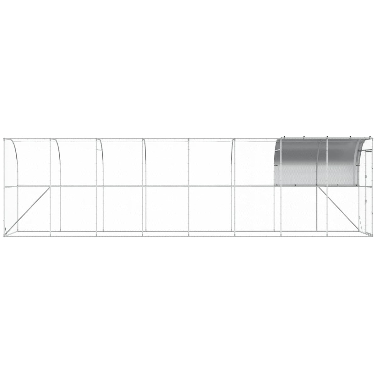 vidaXL Kurnik przy ścianie srebrny 800 x 150 x 215 cm Stal ocynkowana