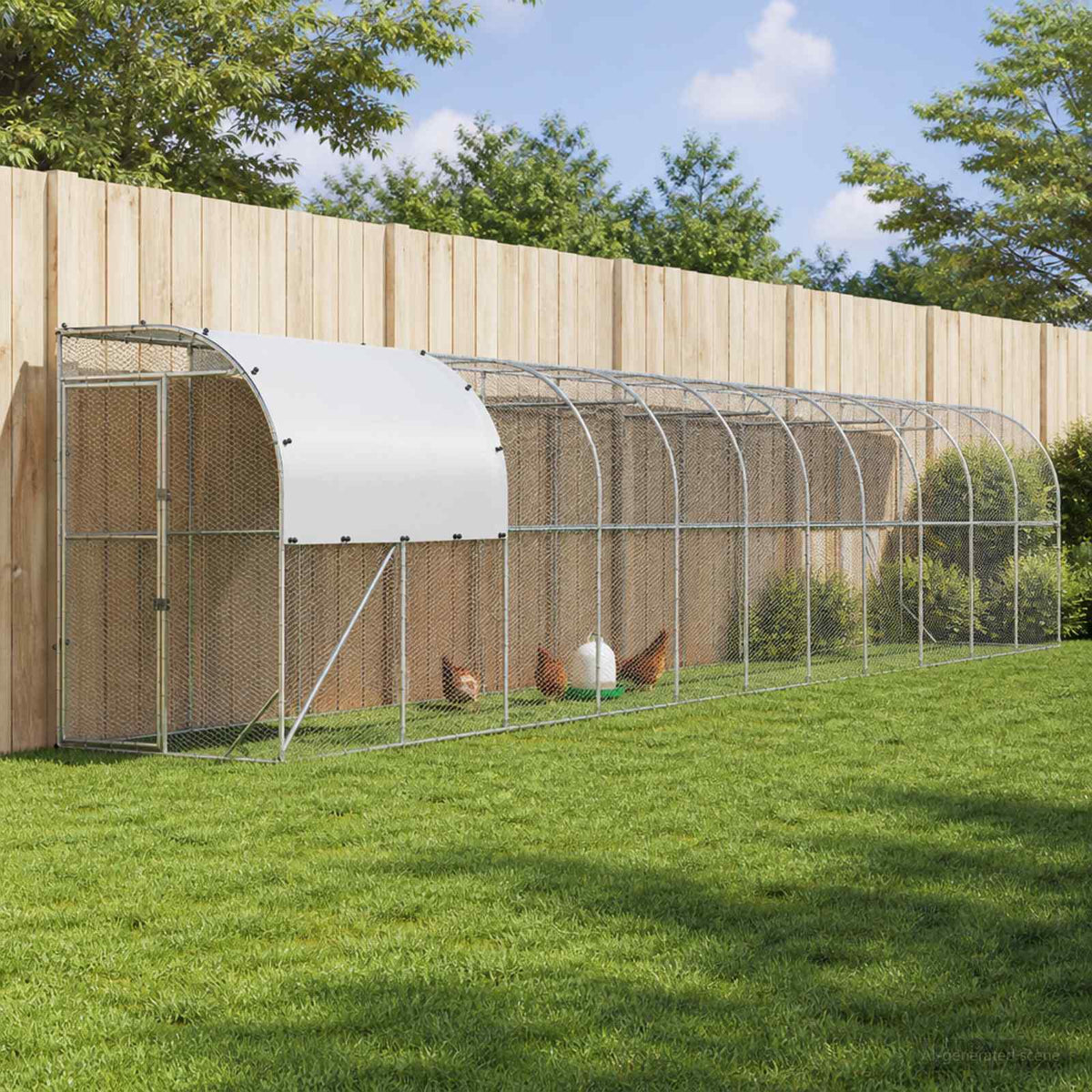 vidaXL Kurnik przy ścianie srebrny 1200 x 150 x 215 cm Stal ocynkowana