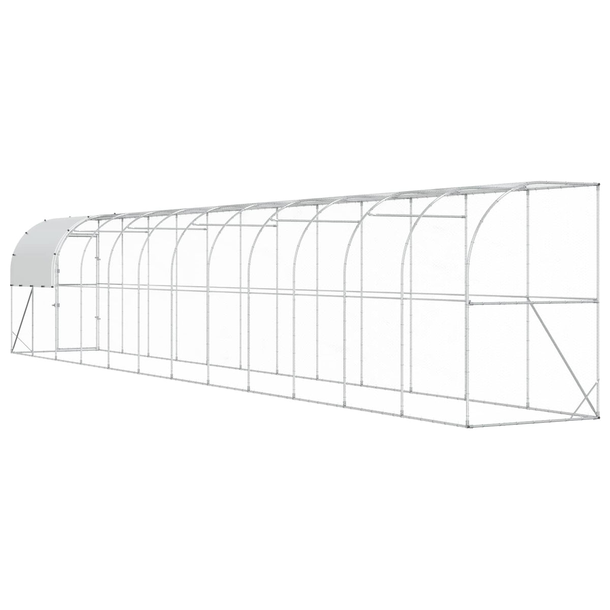 vidaXL Kurnik przy ścianie srebrny 1200 x 150 x 215 cm Stal ocynkowana
