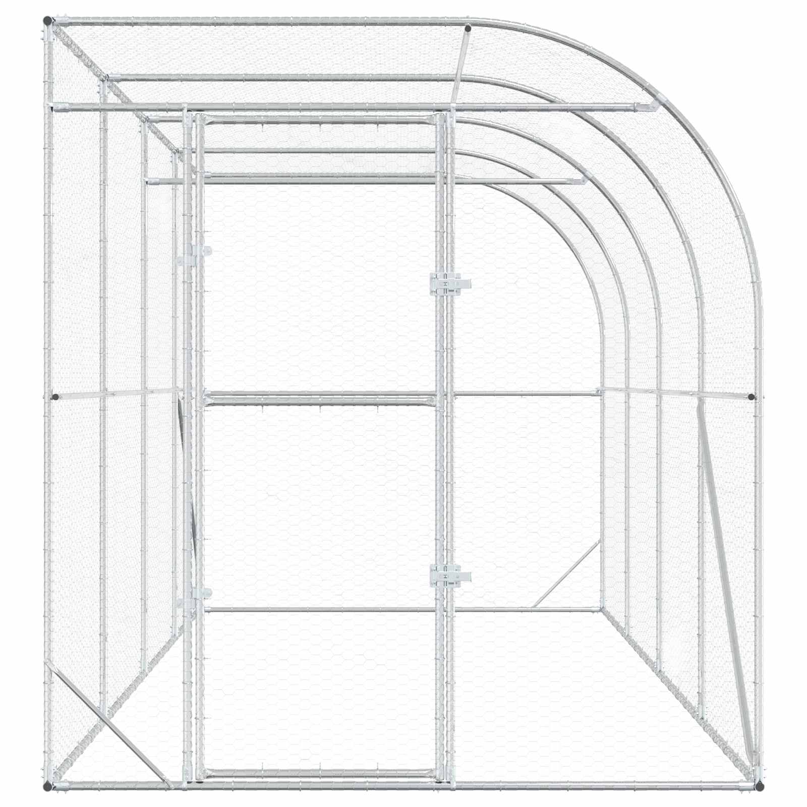 vidaXL Kurnik przy ścianie srebrny 600 x 150 x 215 cm Stal ocynkowana