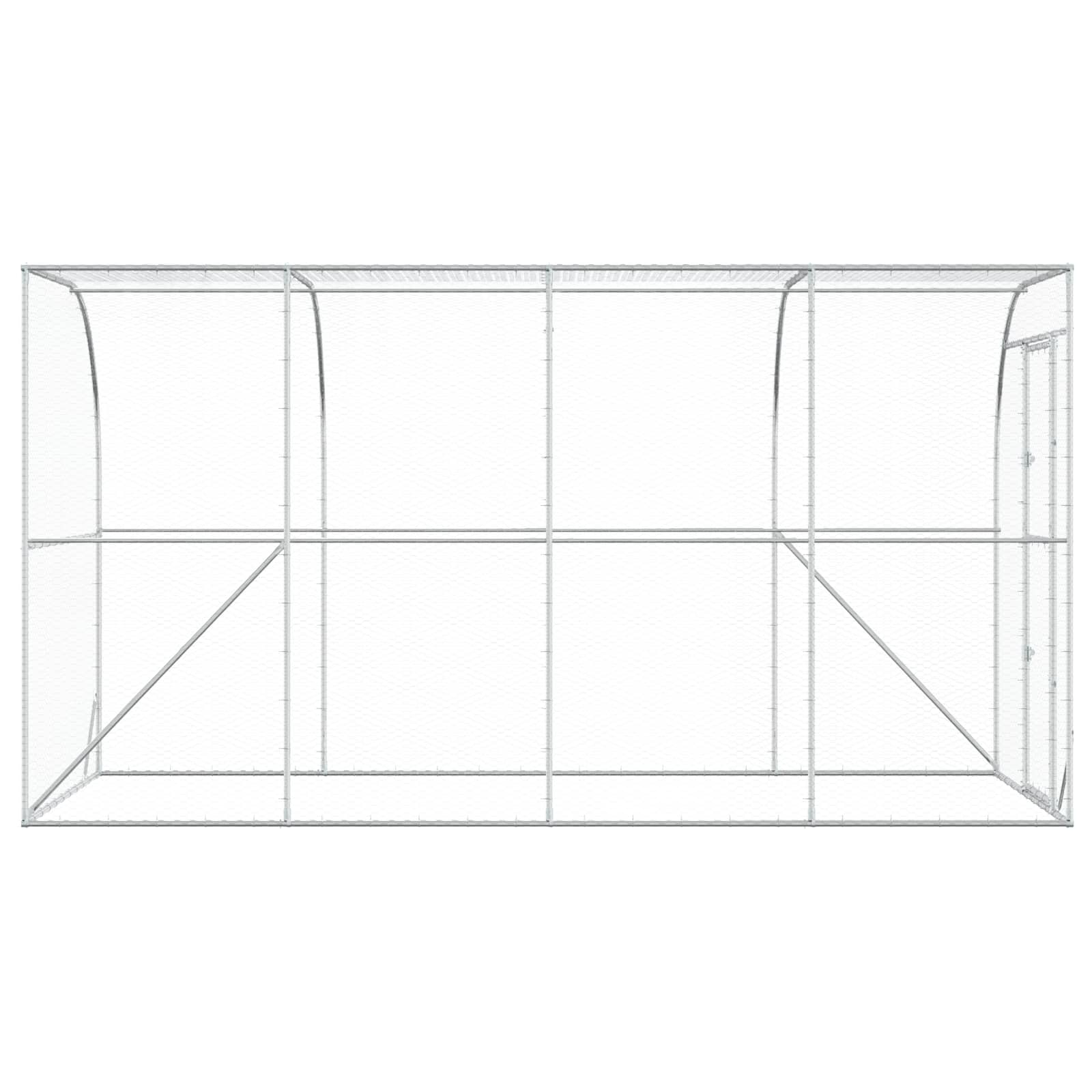 vidaXL Kurnik przy ścianie srebrny 600 x 150 x 215 cm Stal ocynkowana
