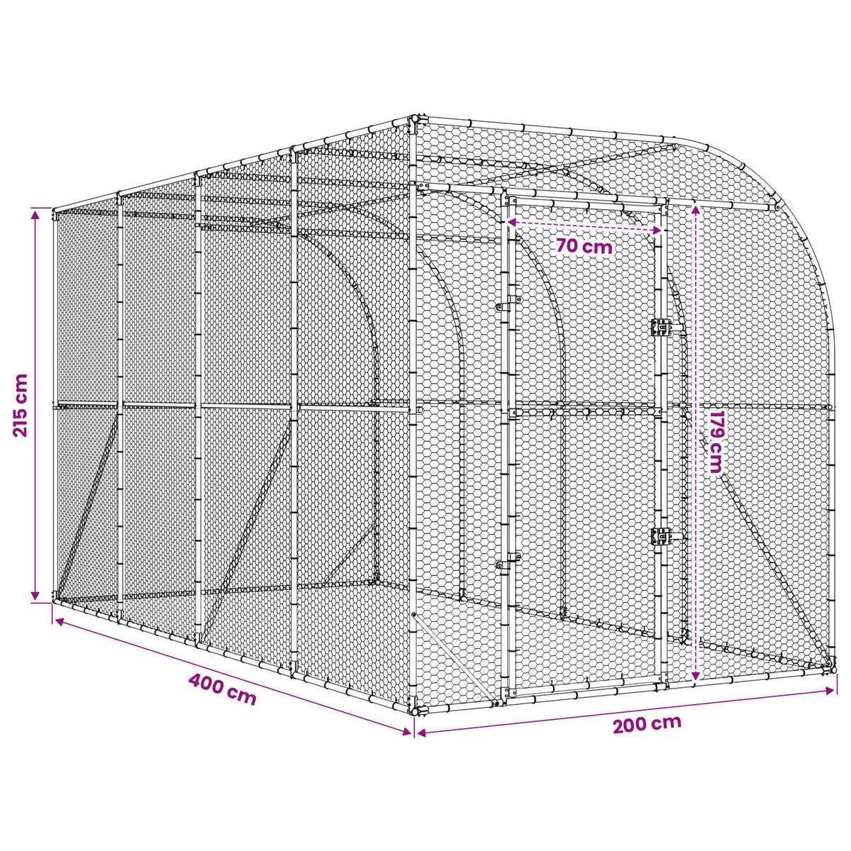 vidaXL Kurnik przy ścianie srebrny 600 x 150 x 215 cm Stal ocynkowana