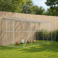 vidaXL Kurnik przy ścianie srebrny 600 x 150 x 215 cm Stal ocynkowana
