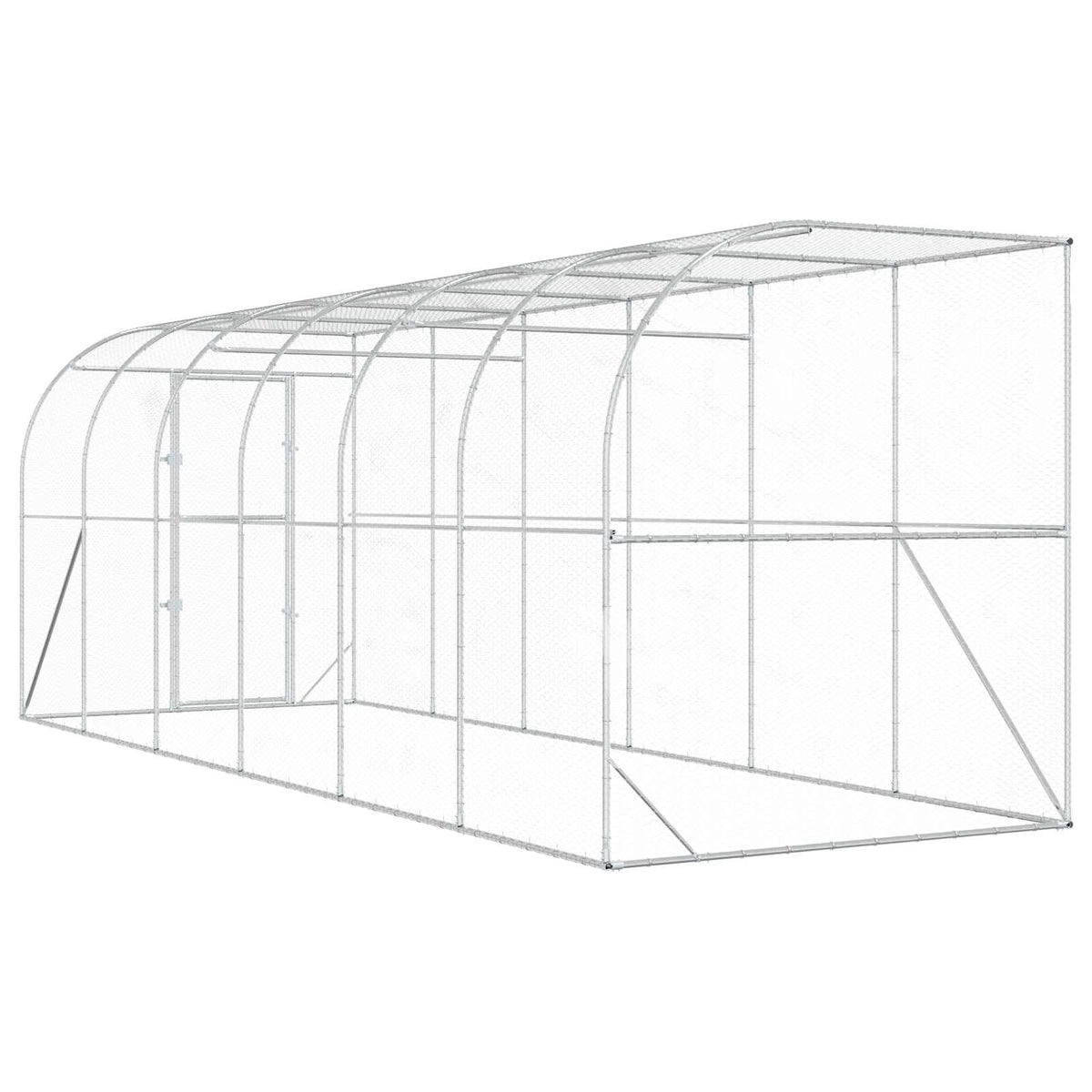 vidaXL Kurnik przy ścianie srebrny 600 x 150 x 215 cm Stal ocynkowana