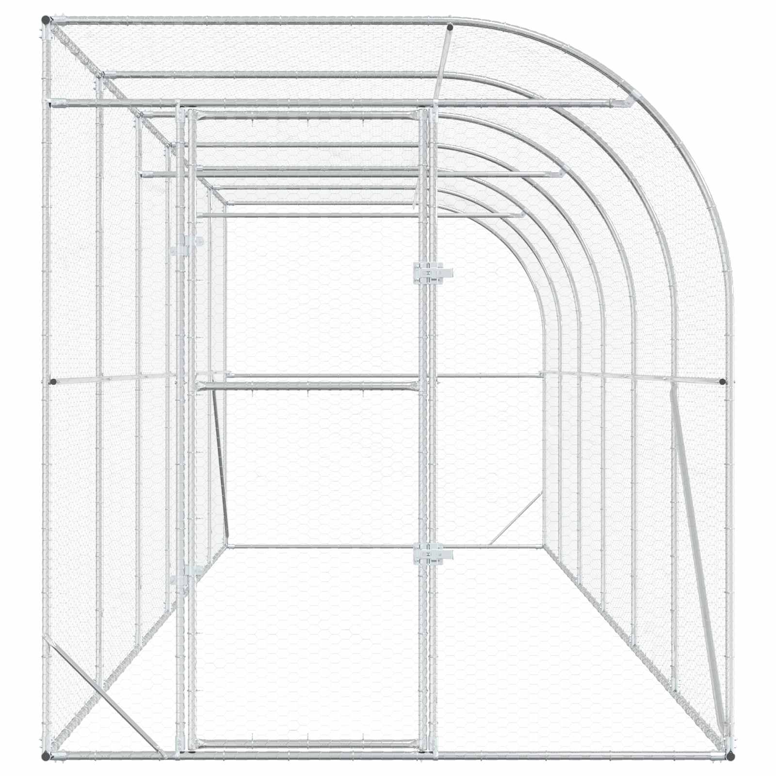 vidaXL Kurnik przy ścianie srebrny 600 x 150 x 215 cm Stal ocynkowana