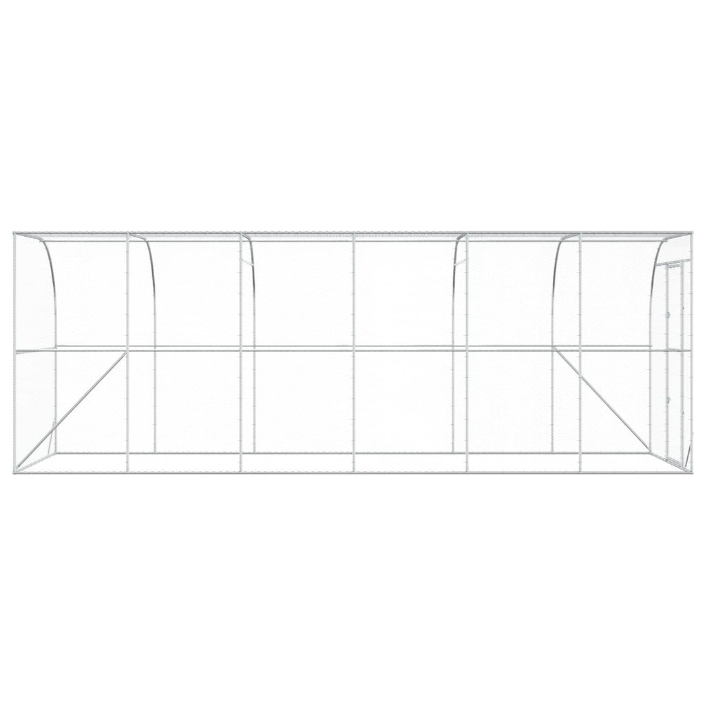 vidaXL Kurnik przy ścianie srebrny 600 x 150 x 215 cm Stal ocynkowana
