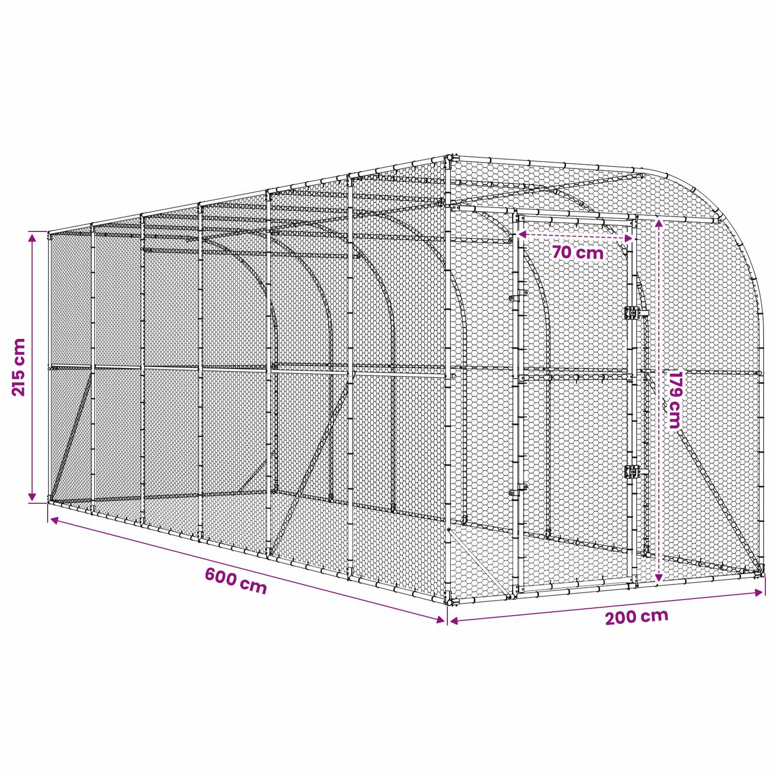 vidaXL Kurnik przy ścianie srebrny 600 x 150 x 215 cm Stal ocynkowana