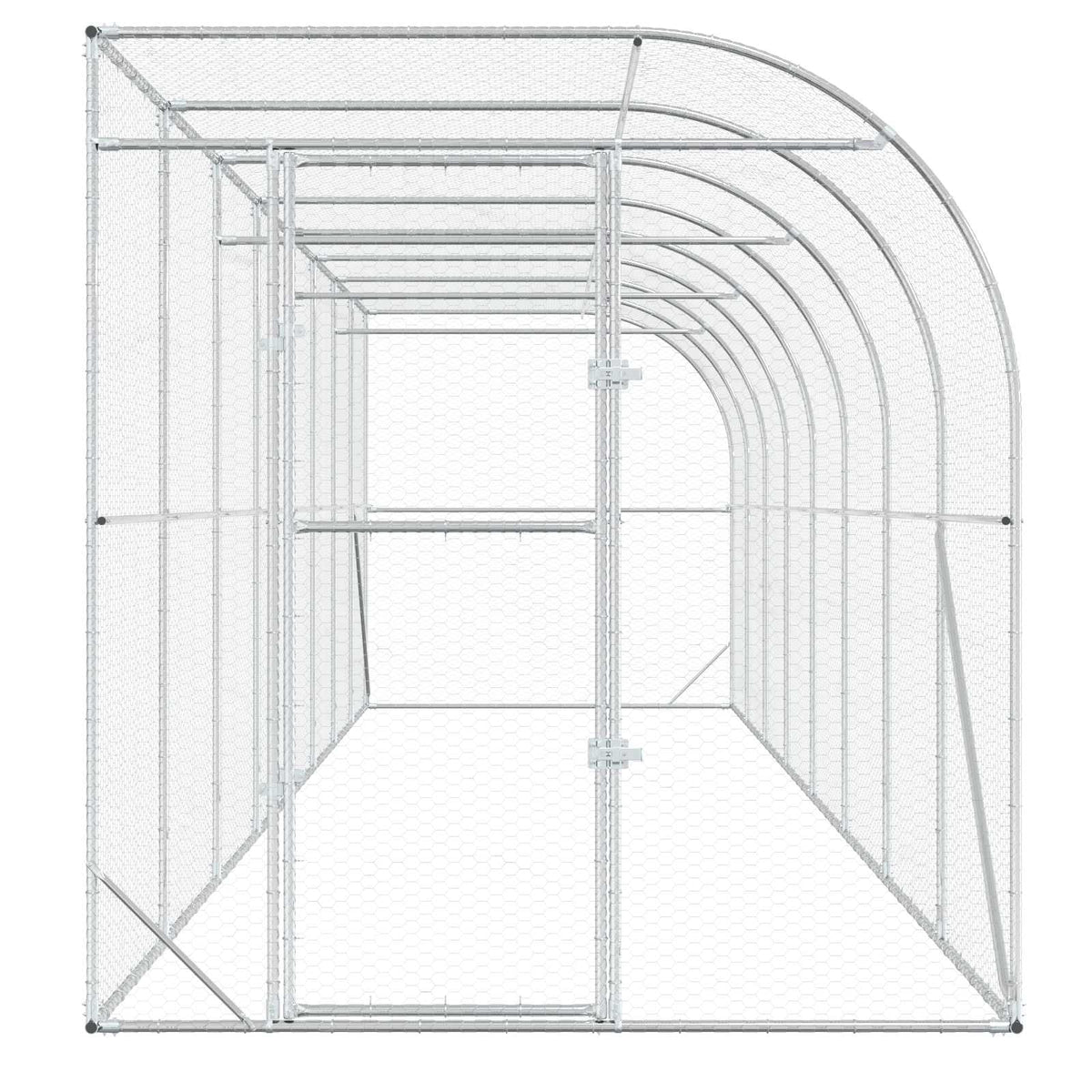 vidaXL Kurnik przy ścianie srebrny 600 x 150 x 215 cm Stal ocynkowana