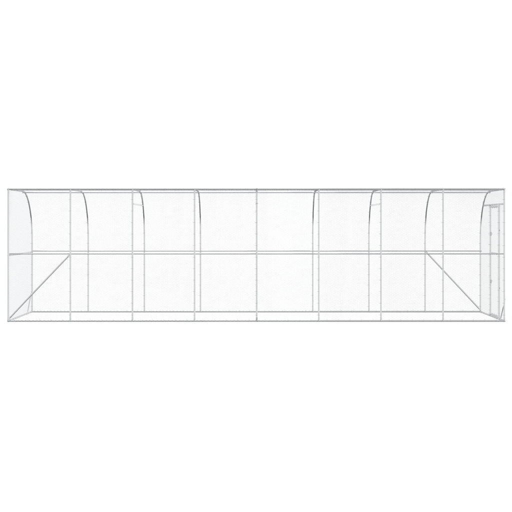 vidaXL Kurnik przy ścianie srebrny 600 x 150 x 215 cm Stal ocynkowana
