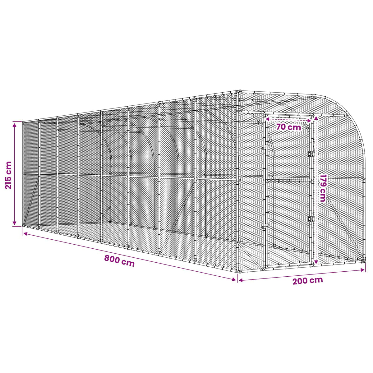vidaXL Kurnik przy ścianie srebrny 600 x 150 x 215 cm Stal ocynkowana