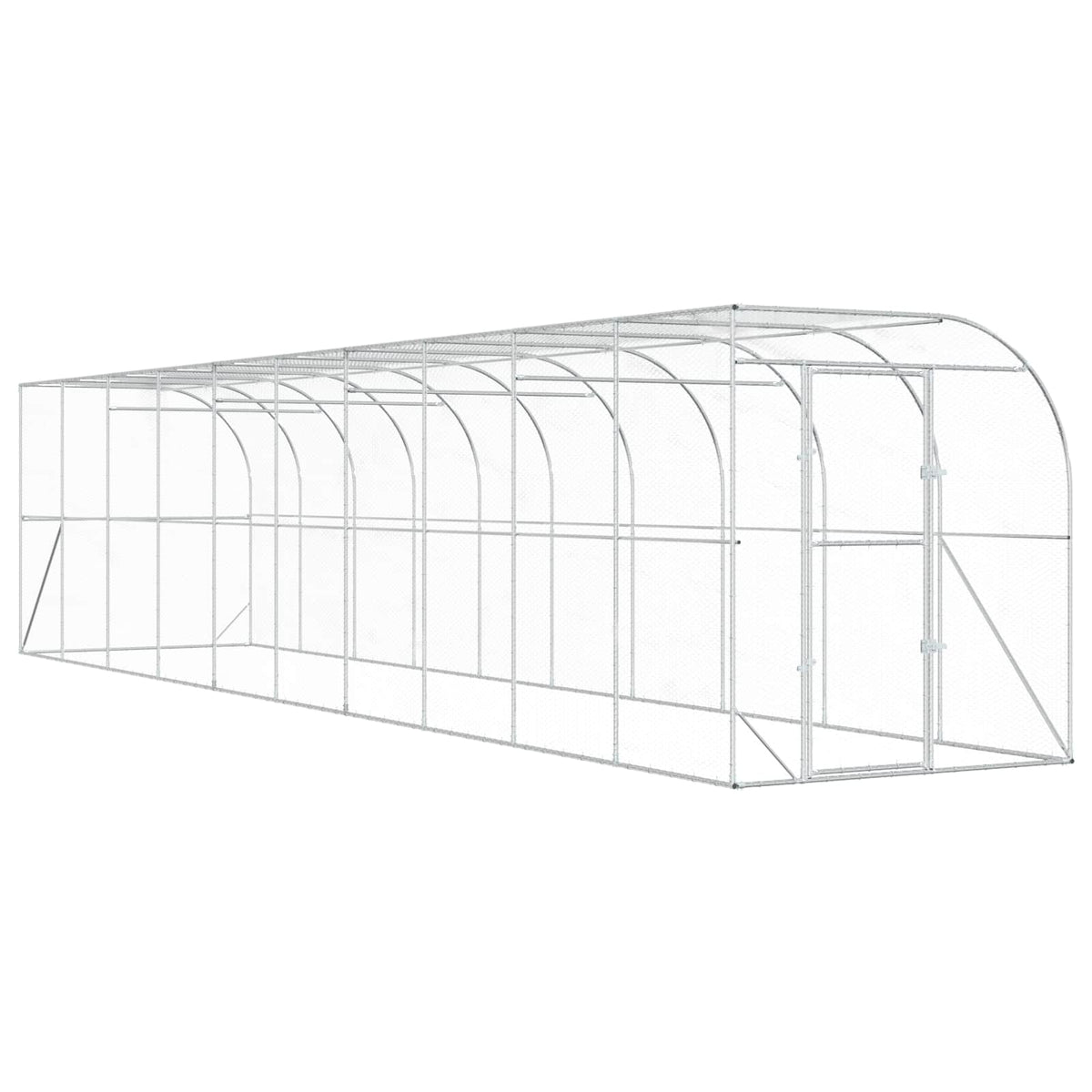 vidaXL Kurnik przy ścianie srebrny 600 x 150 x 215 cm Stal ocynkowana