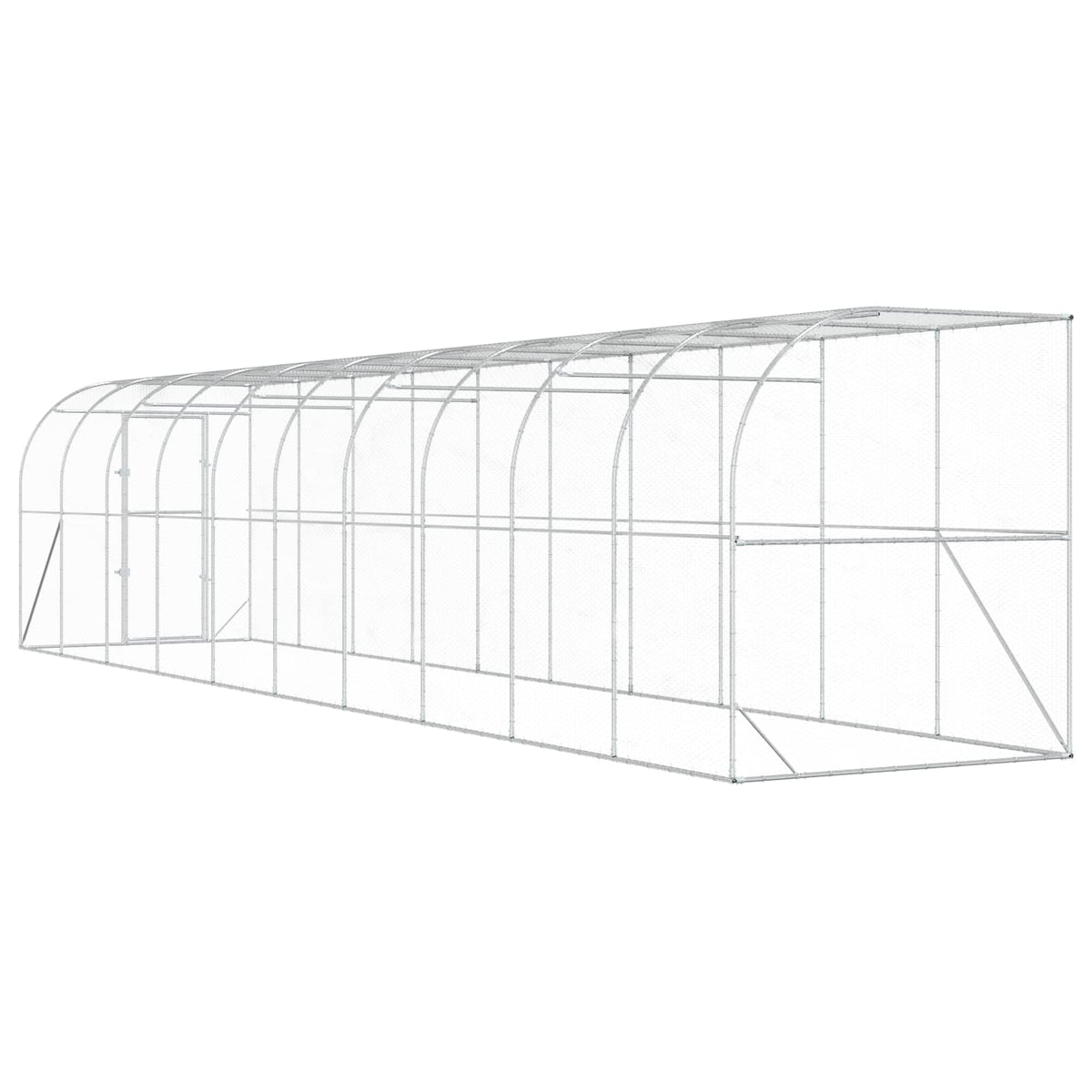 vidaXL Kurnik przy ścianie srebrny 600 x 150 x 215 cm Stal ocynkowana