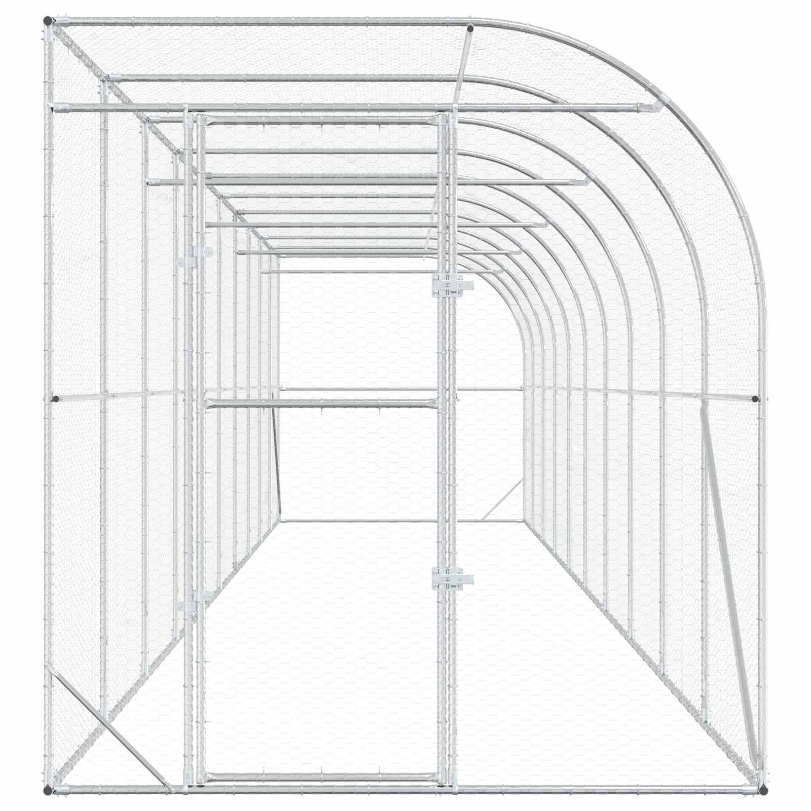vidaXL Kurnik przy ścianie srebrny 600 x 150 x 215 cm Stal ocynkowana