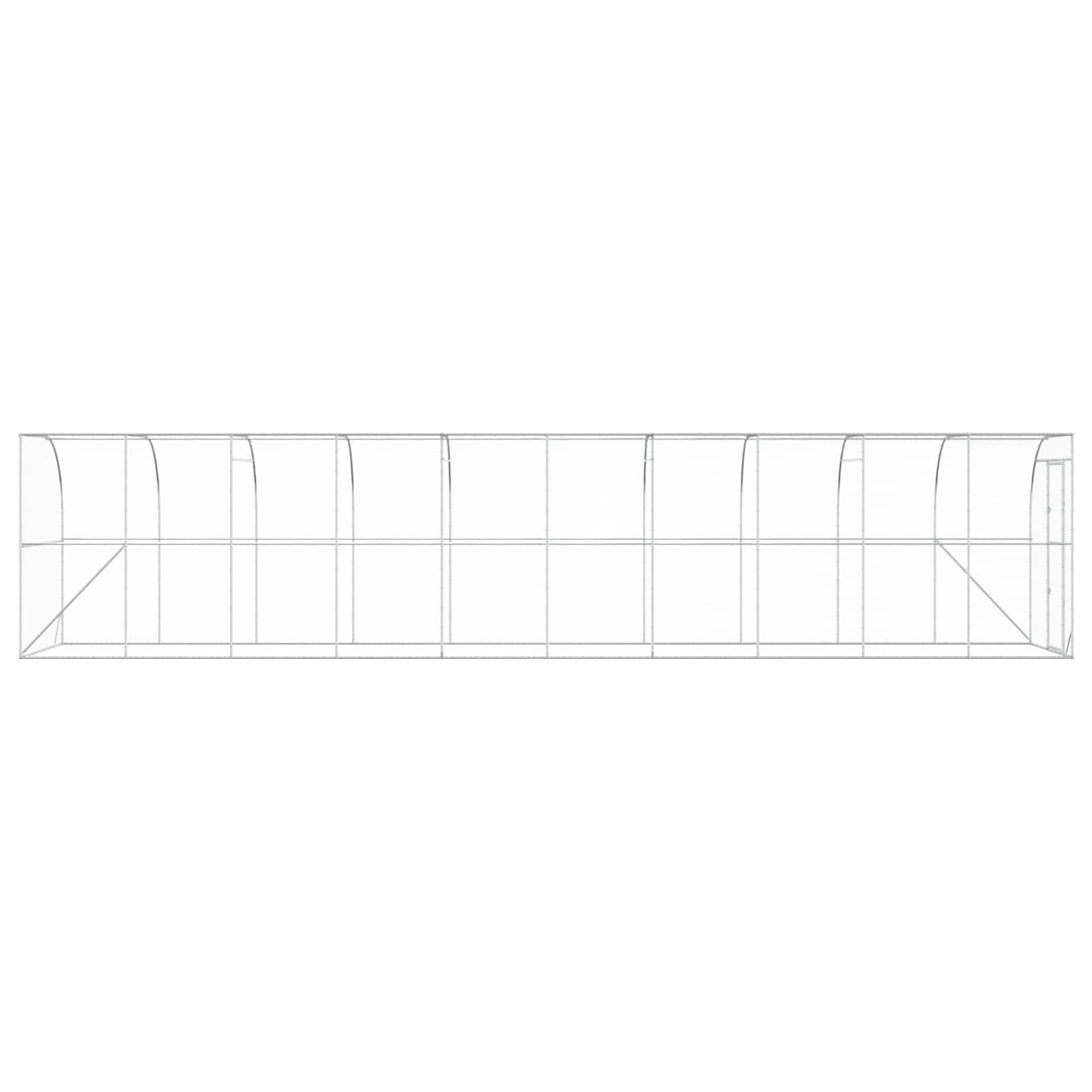 vidaXL Kurnik przy ścianie srebrny 600 x 150 x 215 cm Stal ocynkowana