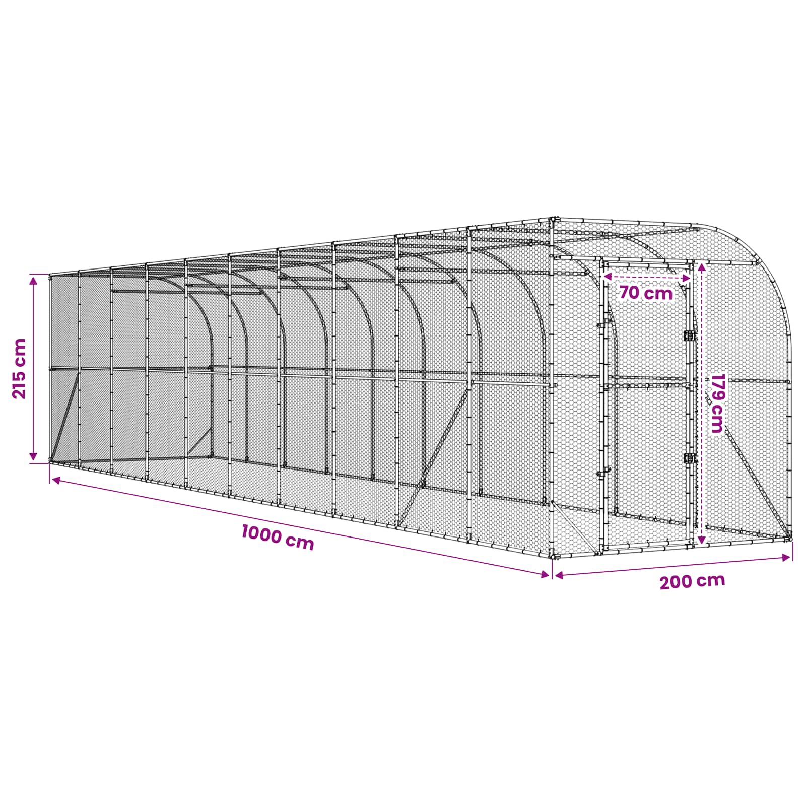 vidaXL Kurnik przy ścianie srebrny 600 x 150 x 215 cm Stal ocynkowana