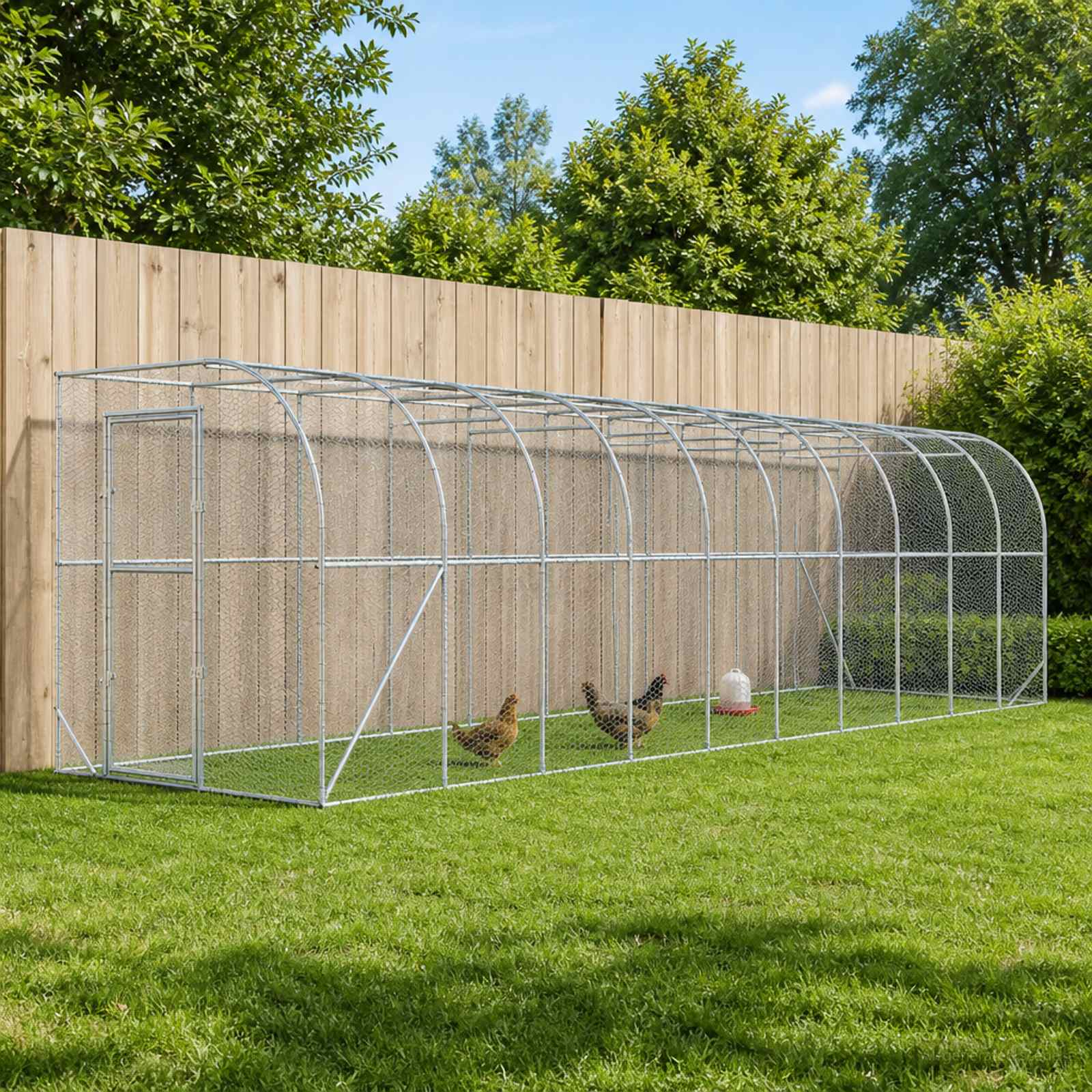 vidaXL Kurnik przy ścianie srebrny 600 x 150 x 215 cm Stal ocynkowana