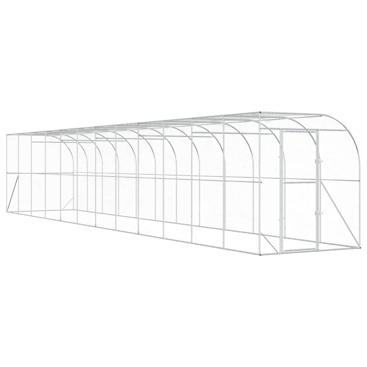 vidaXL Kurnik przy ścianie srebrny 600 x 150 x 215 cm Stal ocynkowana