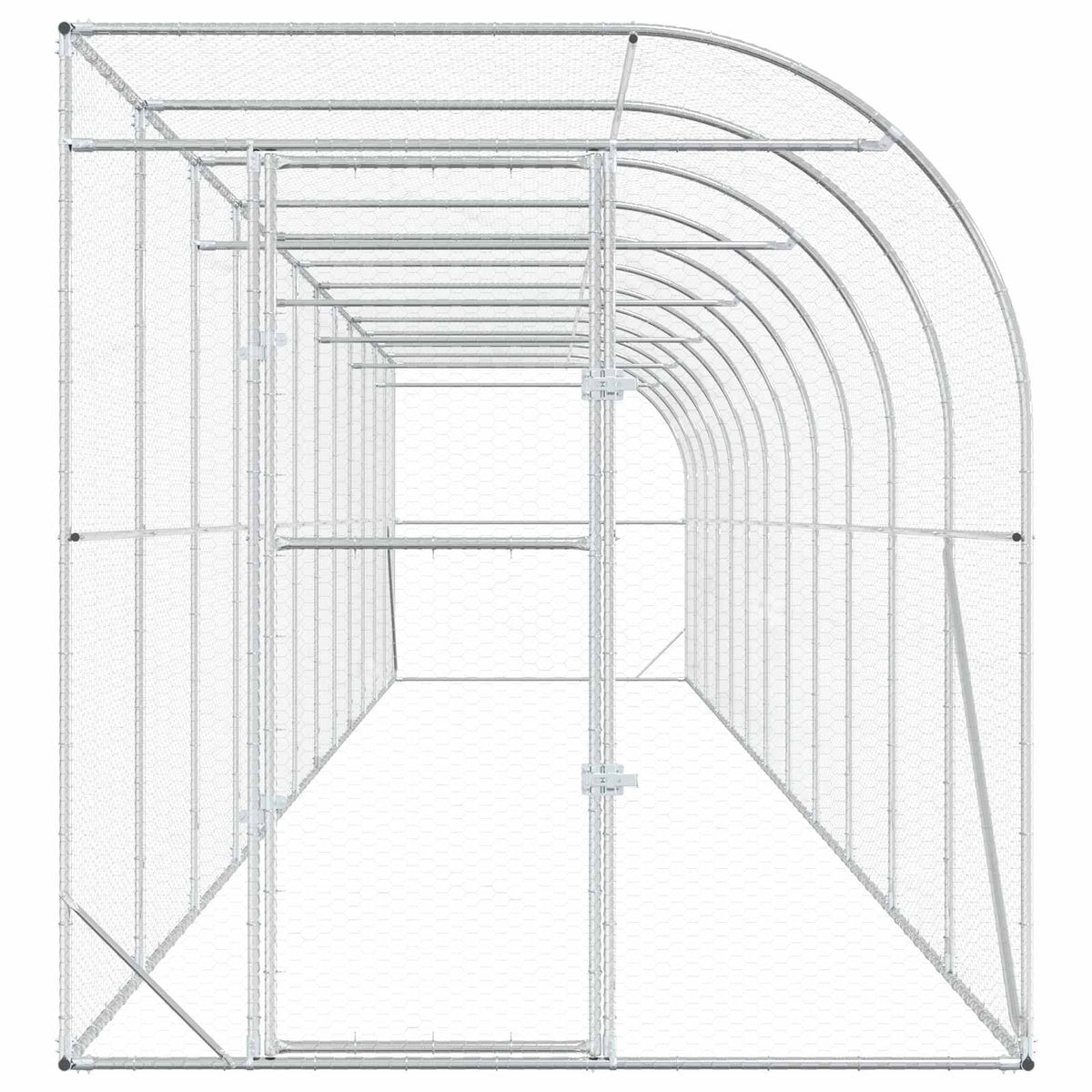 vidaXL Kurnik przy ścianie srebrny 600 x 150 x 215 cm Stal ocynkowana