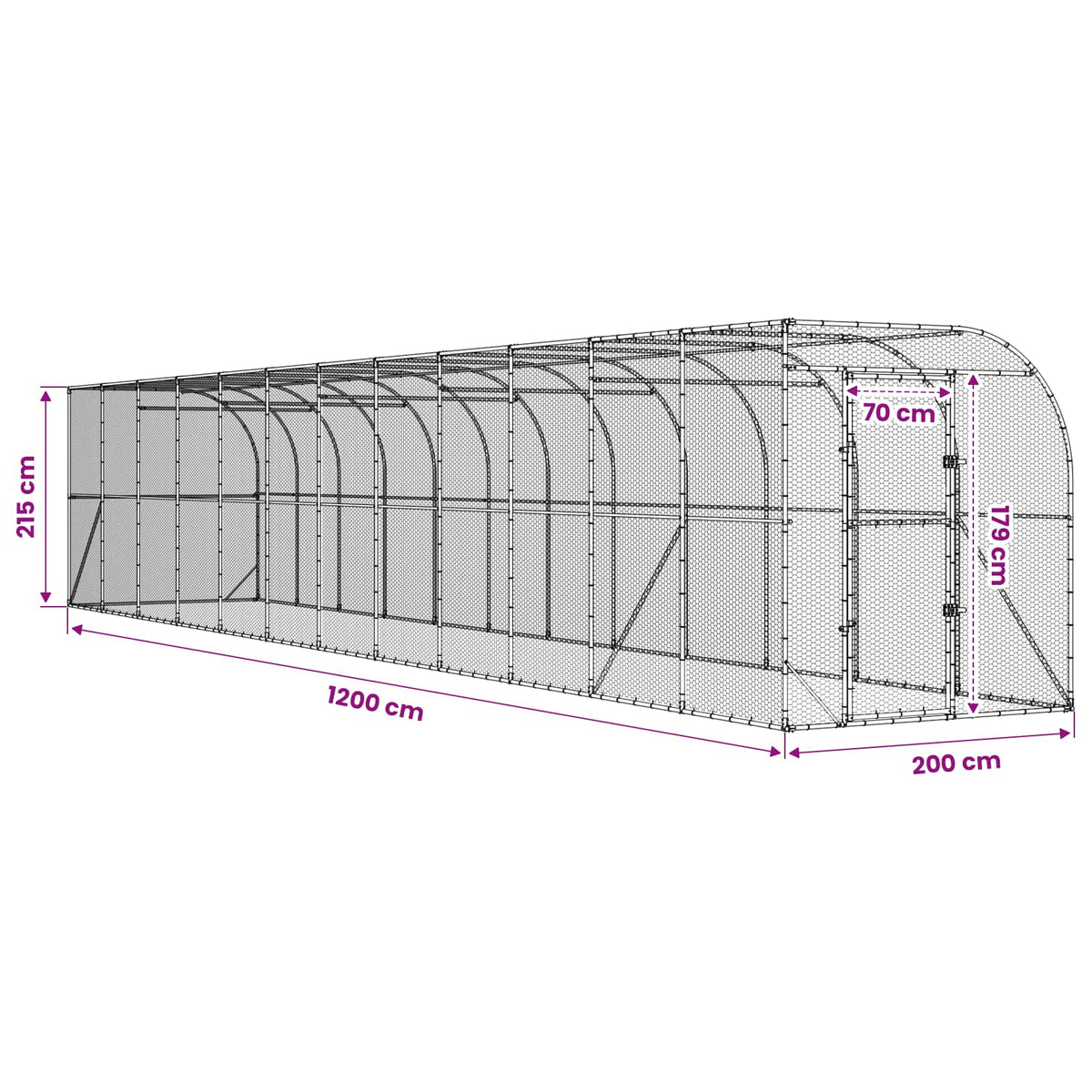 vidaXL Kurnik przy ścianie srebrny 600 x 150 x 215 cm Stal ocynkowana