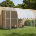 vidaXL Kurnik przy ścianie srebrny 600 x 150 x 215 cm Stal ocynkowana