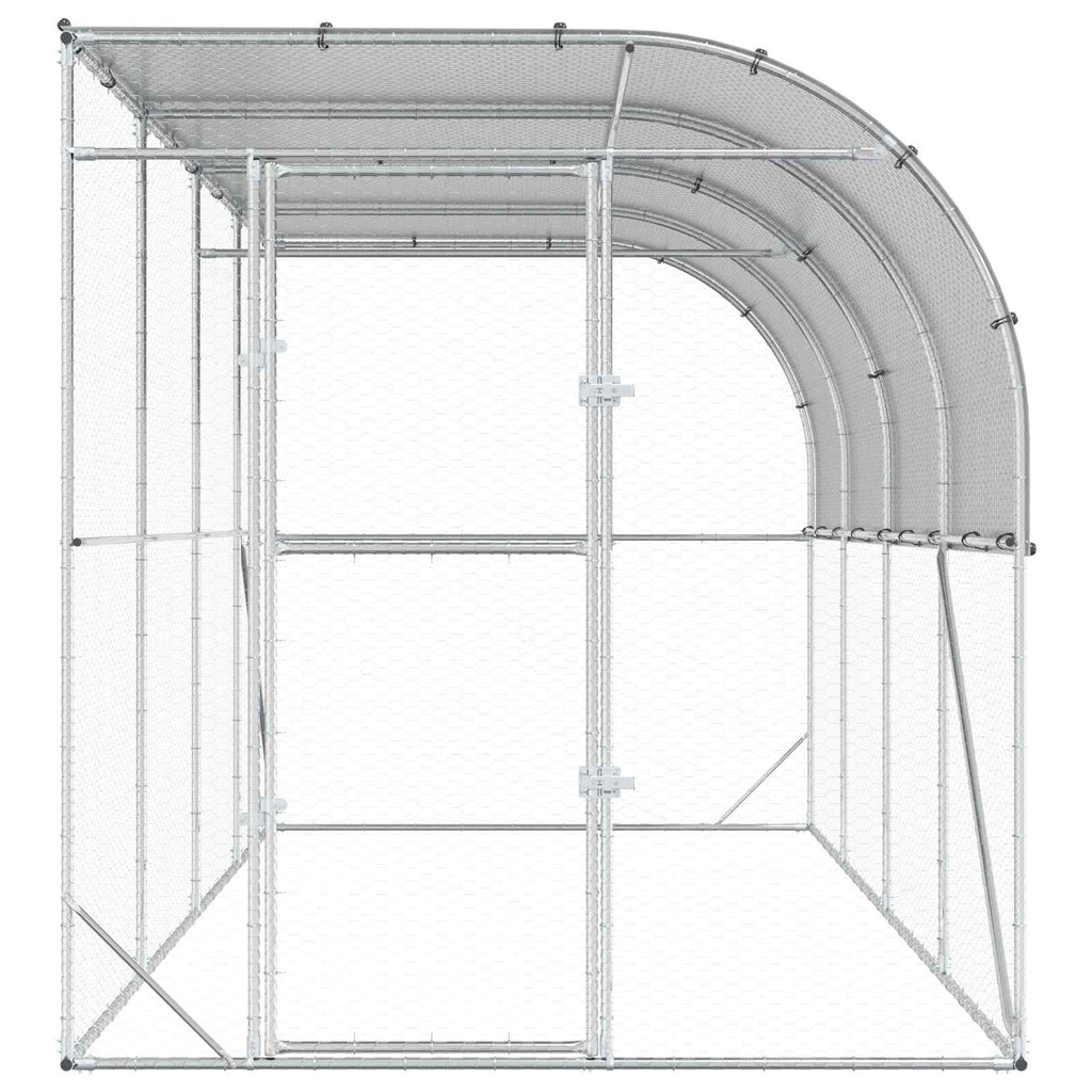 vidaXL Kurnik przy ścianie srebrny 600 x 150 x 215 cm Stal ocynkowana