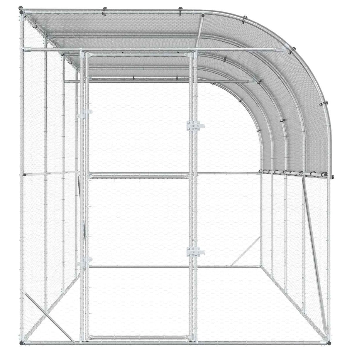 vidaXL Kurnik przy ścianie srebrny 600 x 150 x 215 cm Stal ocynkowana