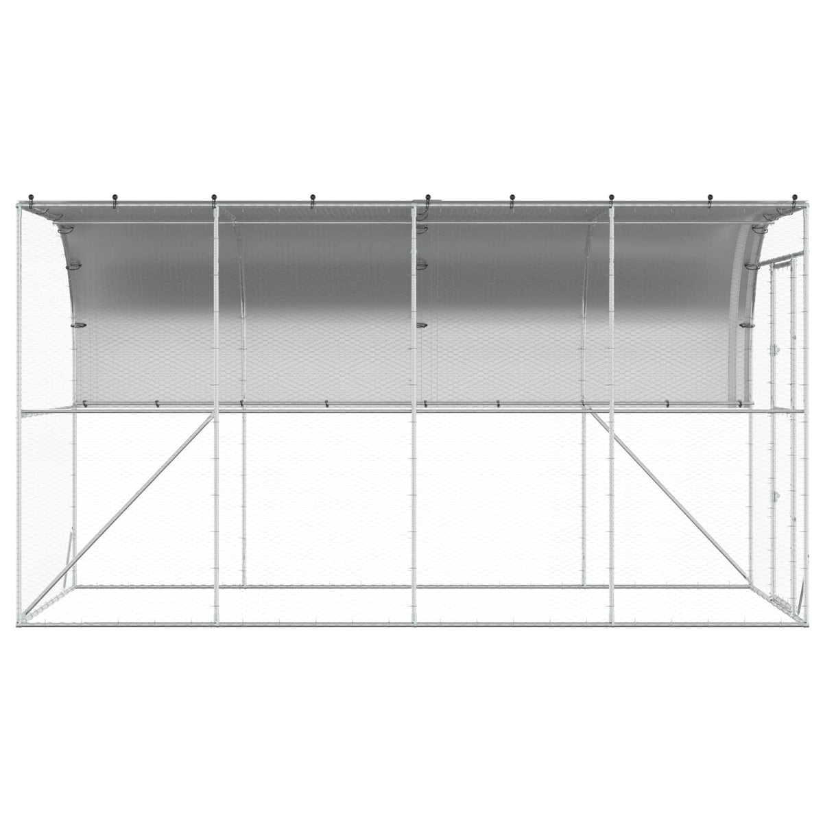 vidaXL Kurnik przy ścianie srebrny 600 x 150 x 215 cm Stal ocynkowana
