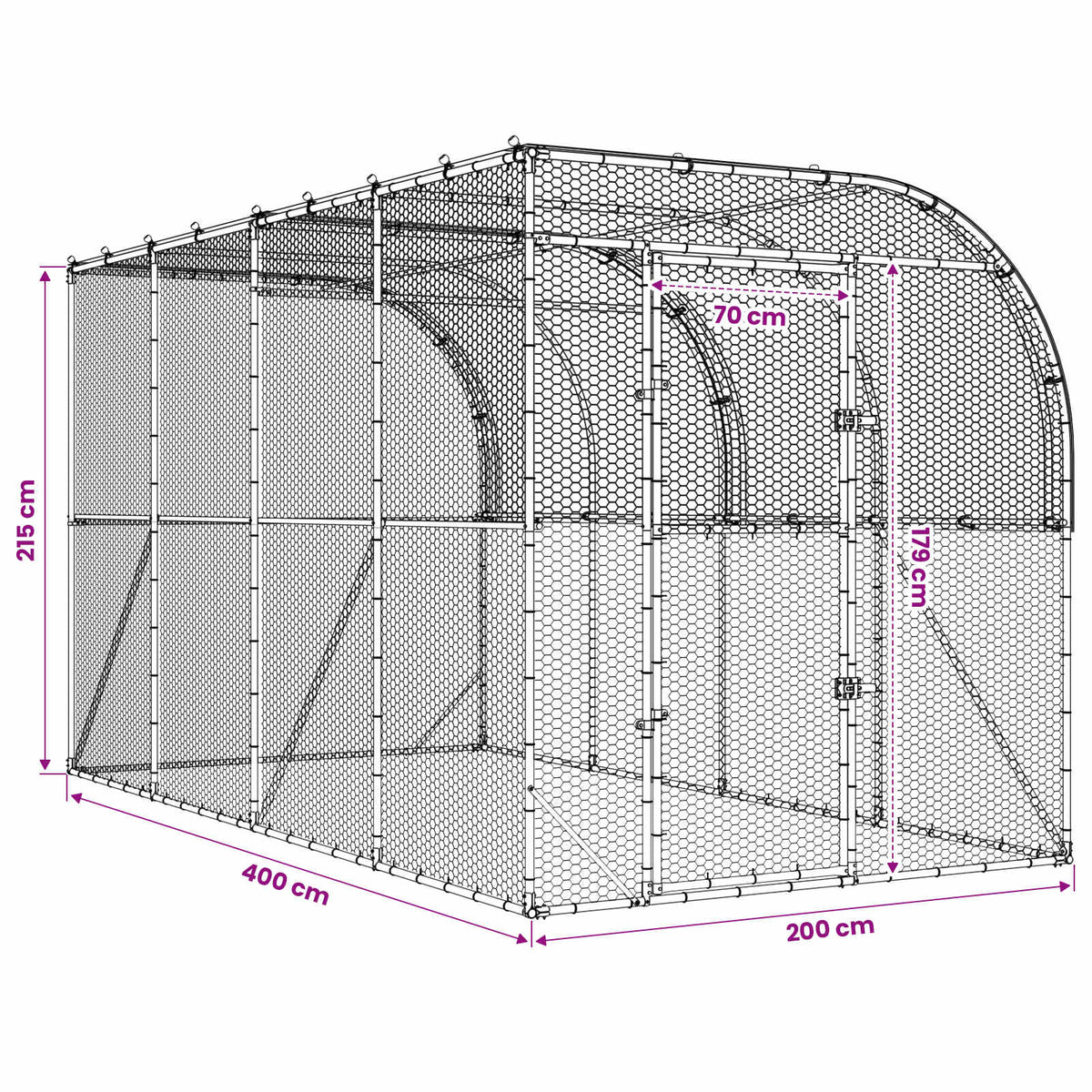 vidaXL Kurnik przy ścianie srebrny 600 x 150 x 215 cm Stal ocynkowana
