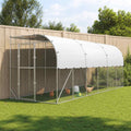 vidaXL Kurnik przy ścianie srebrny 600 x 150 x 215 cm Stal ocynkowana
