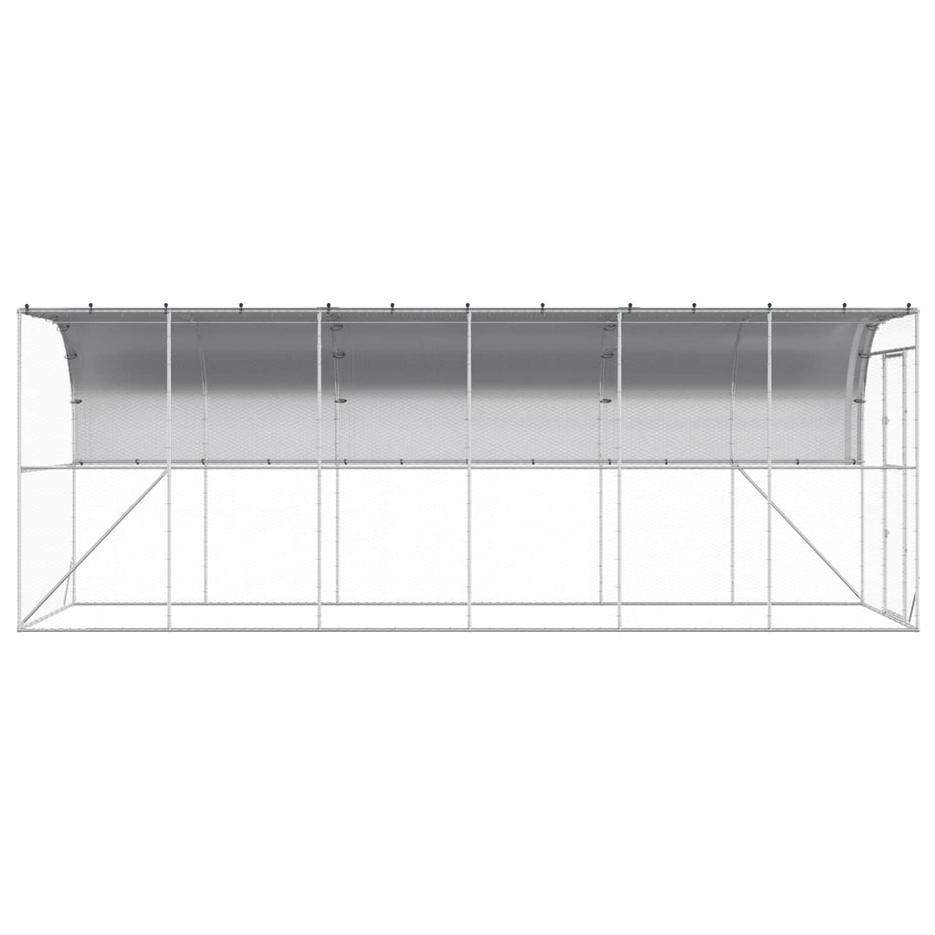 vidaXL Kurnik przy ścianie srebrny 600 x 150 x 215 cm Stal ocynkowana