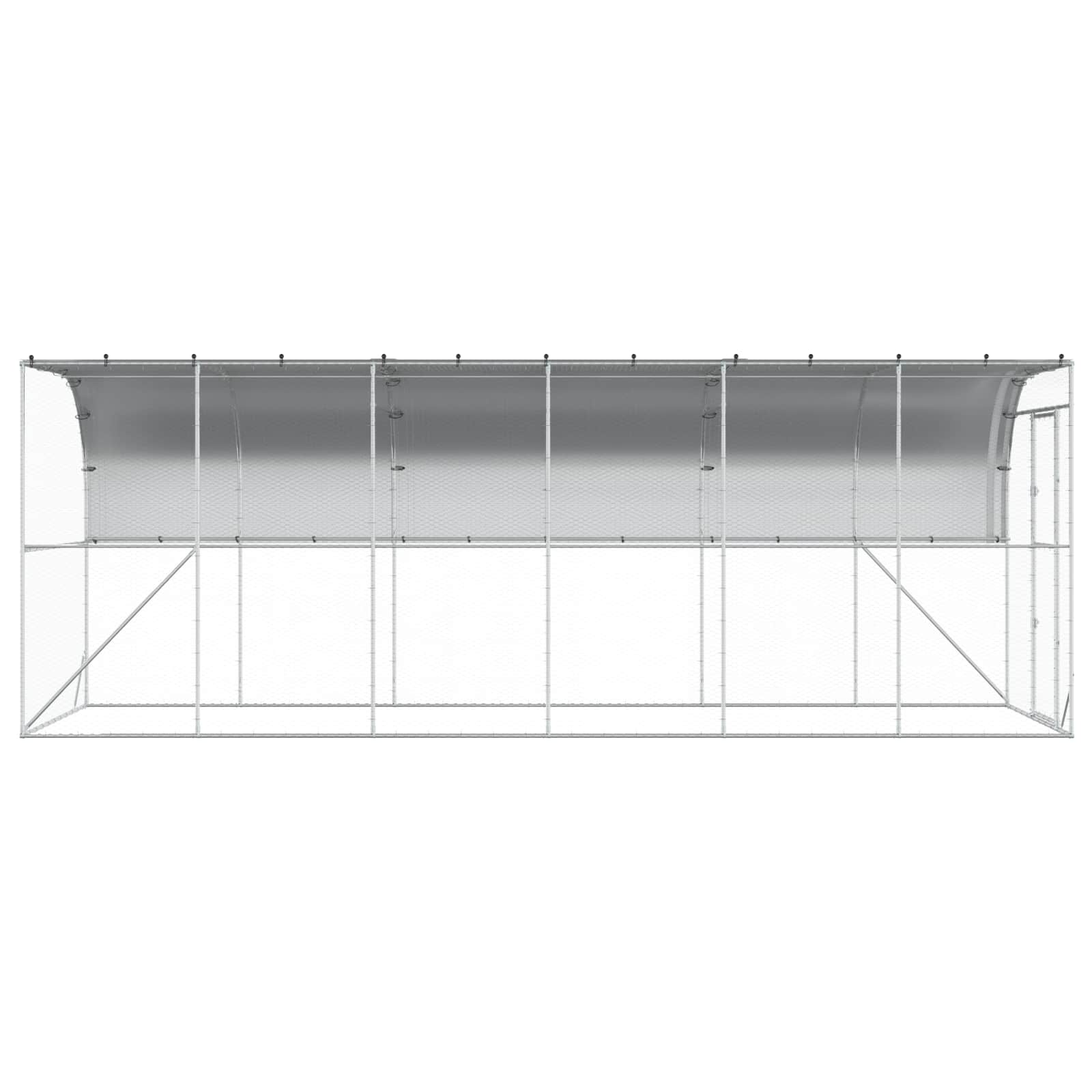 vidaXL Kurnik przy ścianie srebrny 600 x 150 x 215 cm Stal ocynkowana