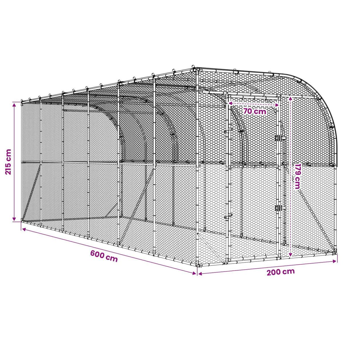 vidaXL Kurnik przy ścianie srebrny 600 x 150 x 215 cm Stal ocynkowana
