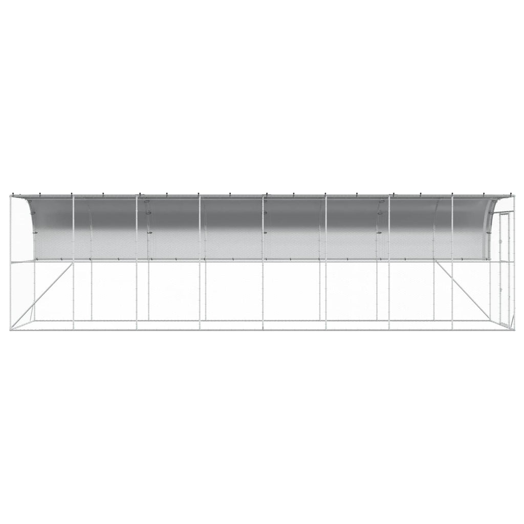 vidaXL Kurnik przy ścianie srebrny 600 x 150 x 215 cm Stal ocynkowana