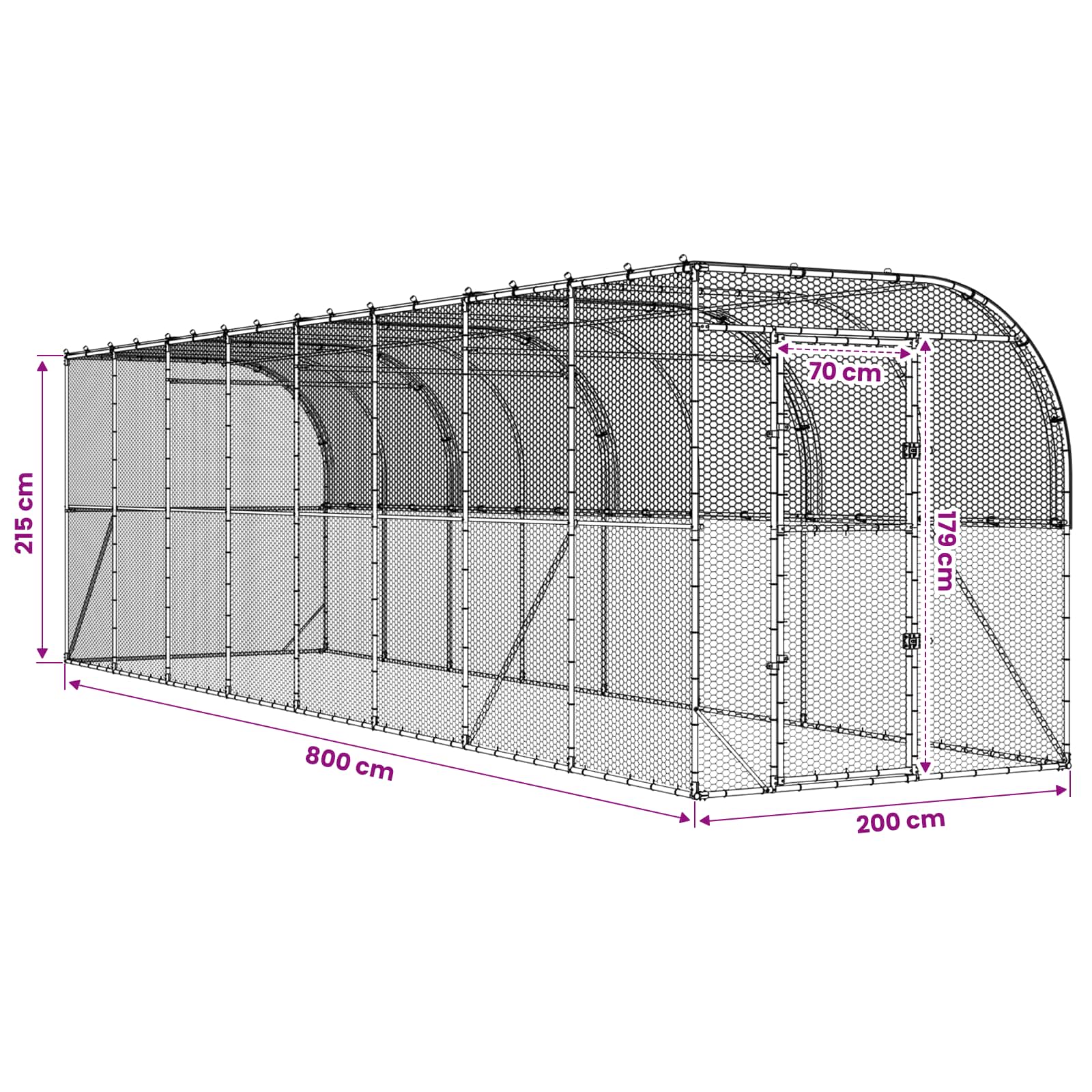 vidaXL Kurnik przy ścianie srebrny 600 x 150 x 215 cm Stal ocynkowana