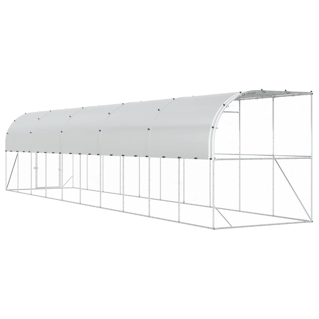 vidaXL Kurnik przy ścianie srebrny 600 x 150 x 215 cm Stal ocynkowana