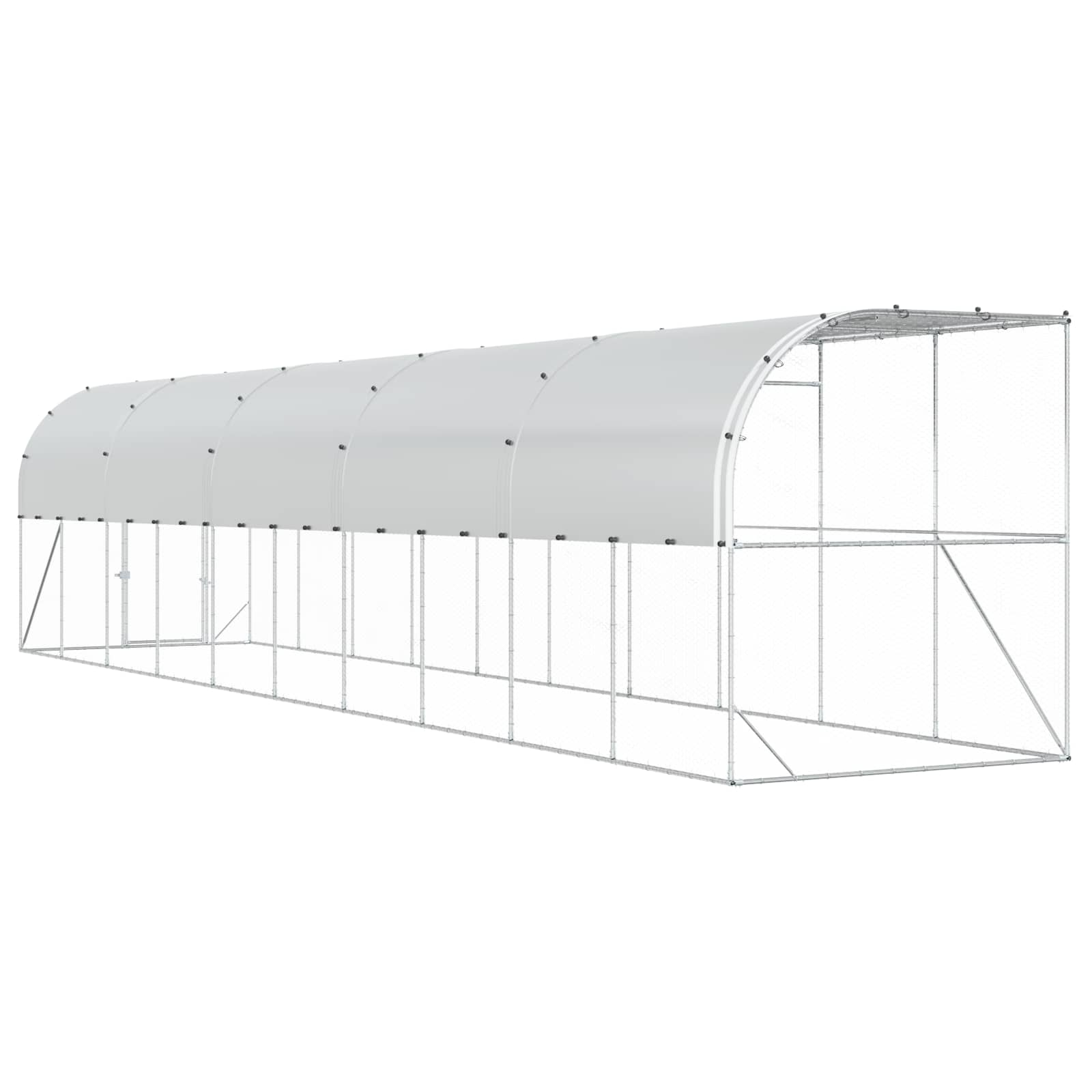 vidaXL Kurnik przy ścianie srebrny 600 x 150 x 215 cm Stal ocynkowana