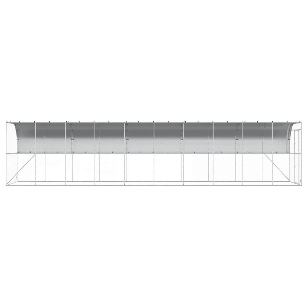 vidaXL Kurnik przy ścianie srebrny 600 x 150 x 215 cm Stal ocynkowana