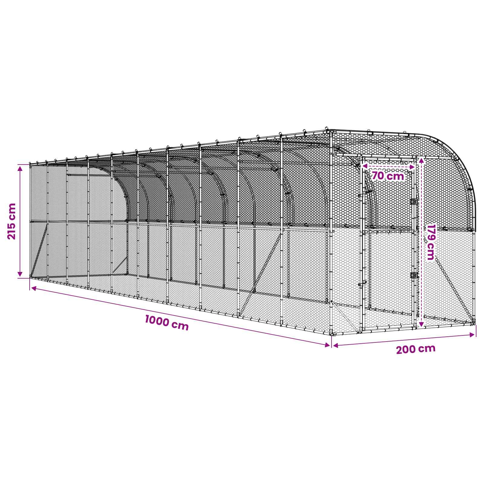 vidaXL Kurnik przy ścianie srebrny 600 x 150 x 215 cm Stal ocynkowana
